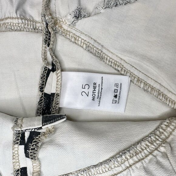 Mother The Minx Frayed Mini Skirt Black & White Checkered Sz 25 - Picture 6 of 7